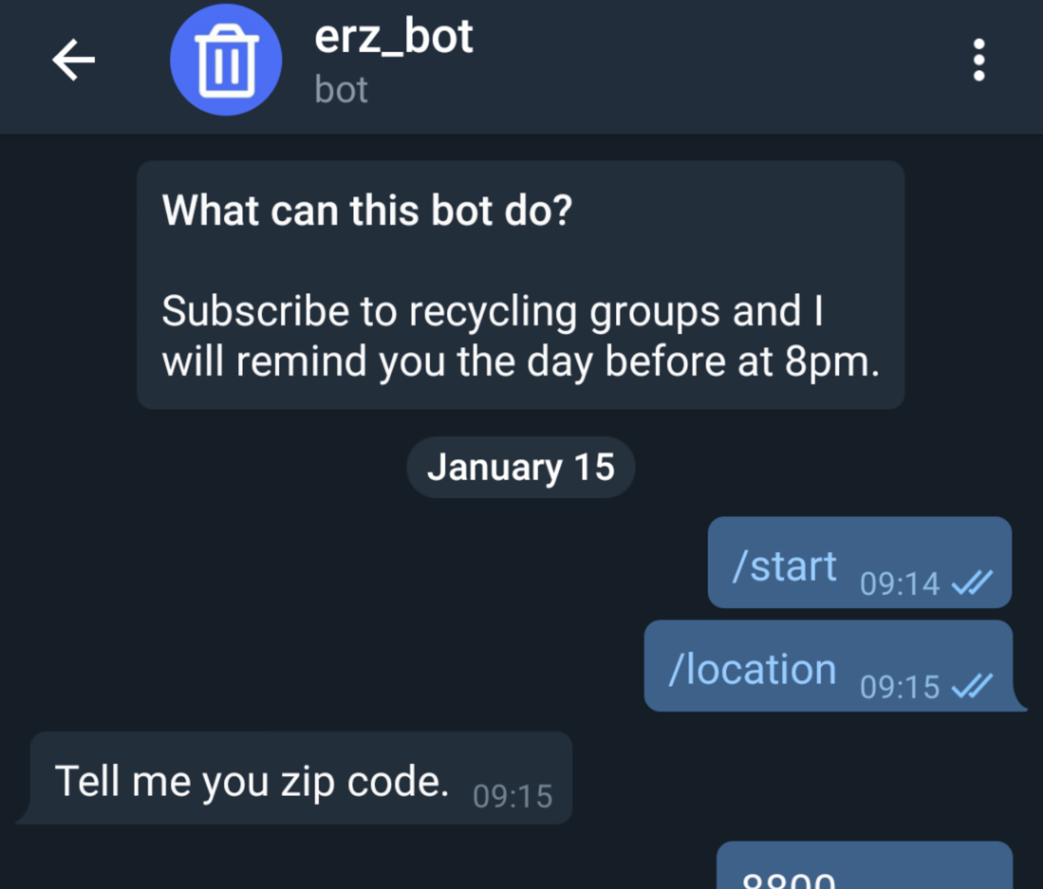 Zurich Recycling Telegram Bot